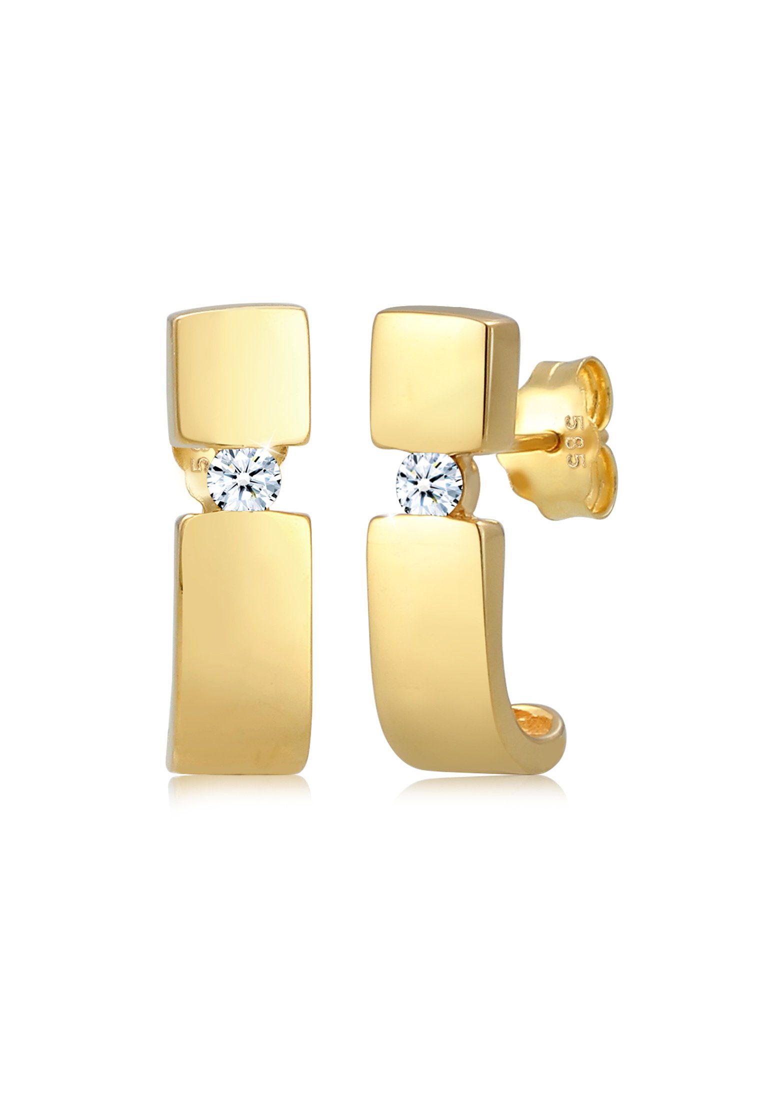 Damen Schmuck Elli DIAMONDS Paar Ohrstecker Stecker Elegant Diamant Geo (0.12 ct) 585 Gelbgold