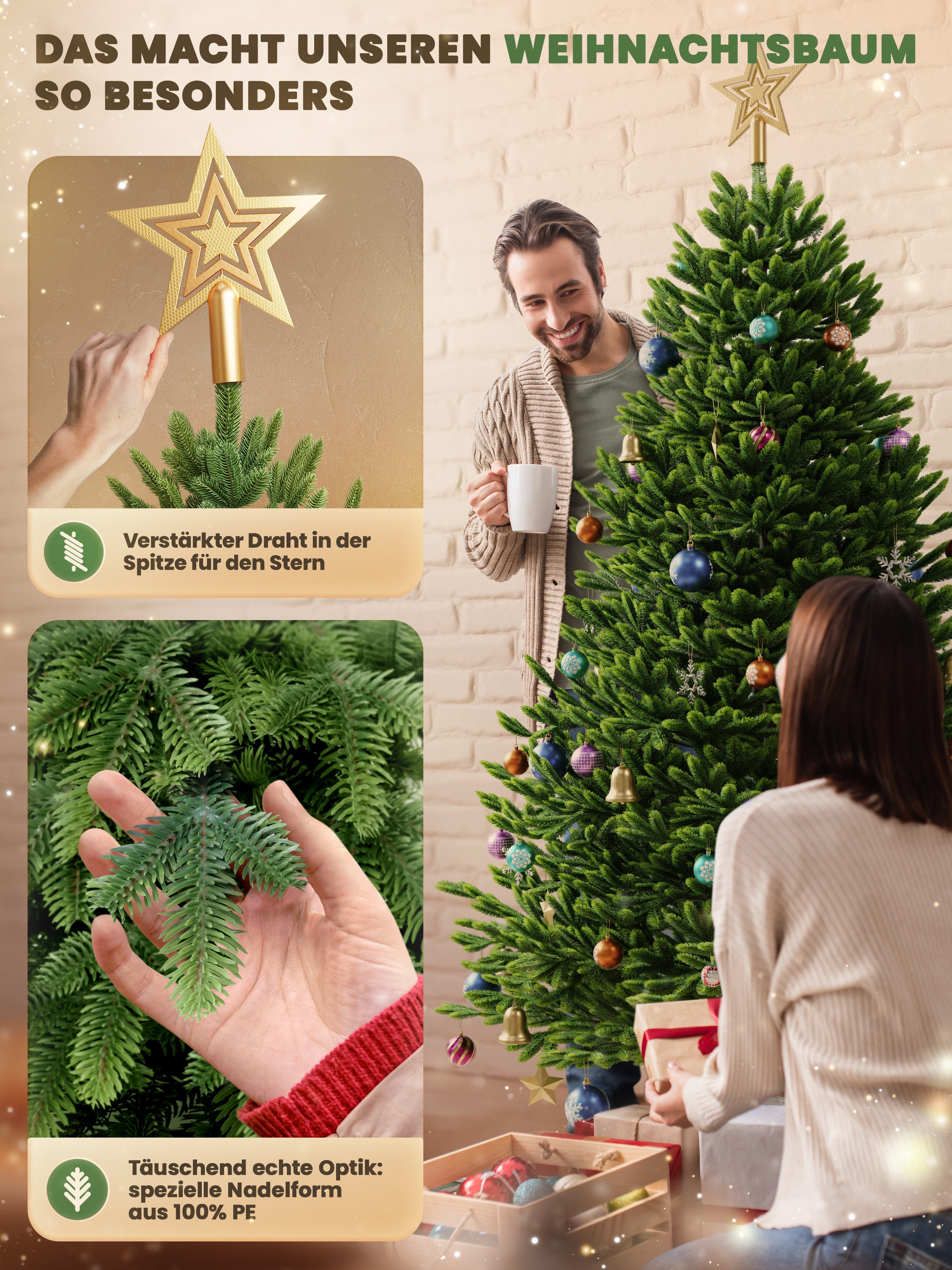 ArtiTree Künstlicher Weihnachtsbaum Künstliche Nordfichte – Premium Weihnachtsbaum naturgetreu