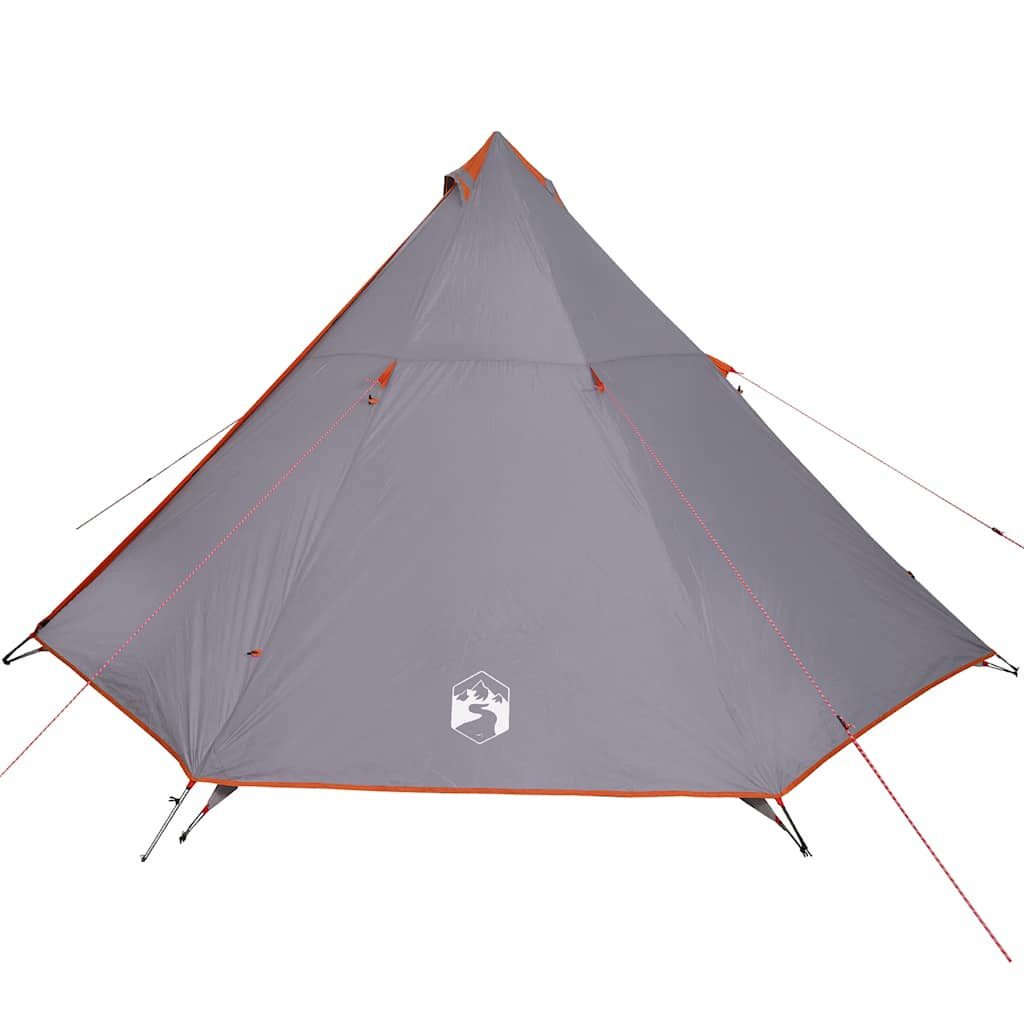 vidaXL Tipi-Zelt Tipi-Familienzelt 8 Personen Grau und Orange Wasserdicht, Personen: 8 (1 tlg)
