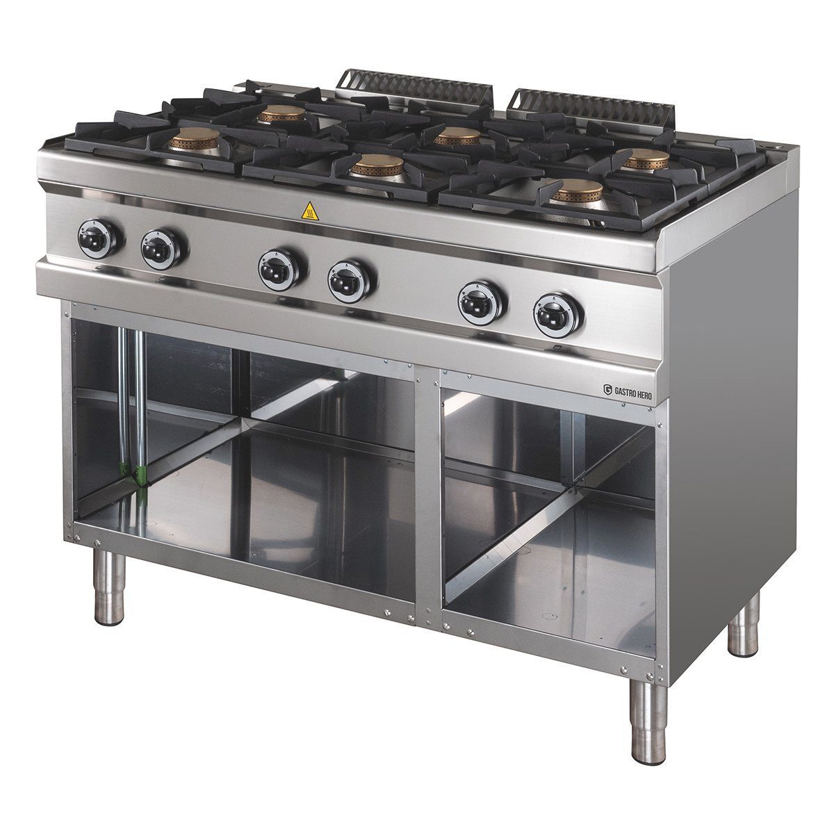 GastroHero Dönergrill Gasherd 6 Brenner 42 kW Edelstahl Gastro Standherd