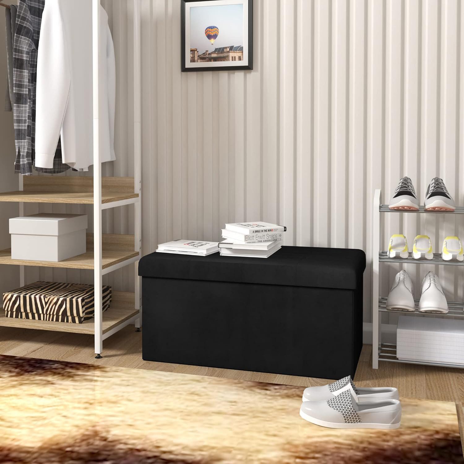 Woltu Sitzhocker (1 St), mit Stauraum, Sitzbank faltbar, aus Samt, 76x37,5x günstig online kaufen