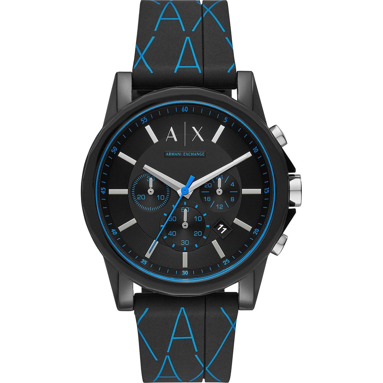 Emporio Armani Chronograph, ARMANI EXCHANGE Herren Chronograph Quarz Uhr mit Silikon Armband AX1342