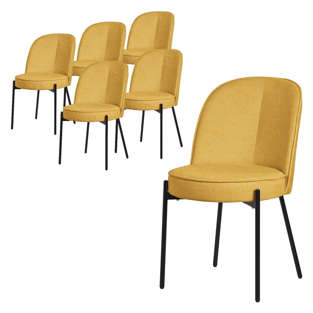 ML-DESIGN Polsterstuhl Esszimmerstühle mit Rückenlehne moderne Design Lounge Küchenstühle (6 St), Esstischstühle 6er Set Senf Küchenstuhl Stahl Polyester bis 120 kg