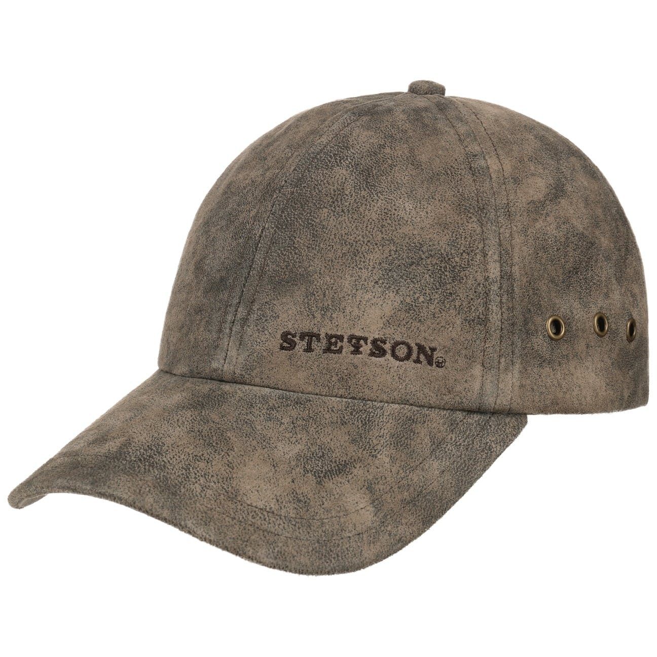 (1-St) Ledercap Baseball Stetson dunkelbraun Metallschnalle Cap