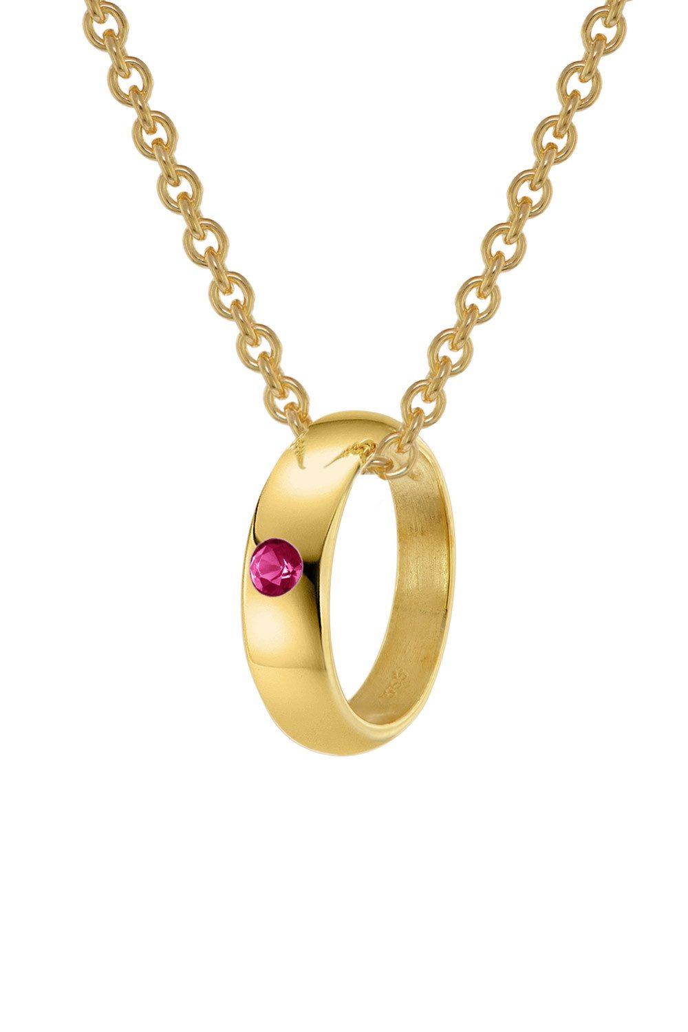 trendor Kette mit Anhänger Anhänger Taufring Gold 333 mit Rubin an goldplattierter Kette