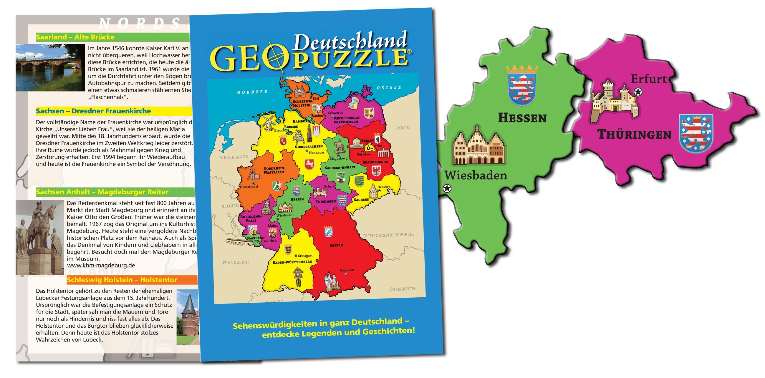 AMIGO ab Jahren, Teile Puzzle - Deutschland GeoPuzzle 4 51 Puzzleteile