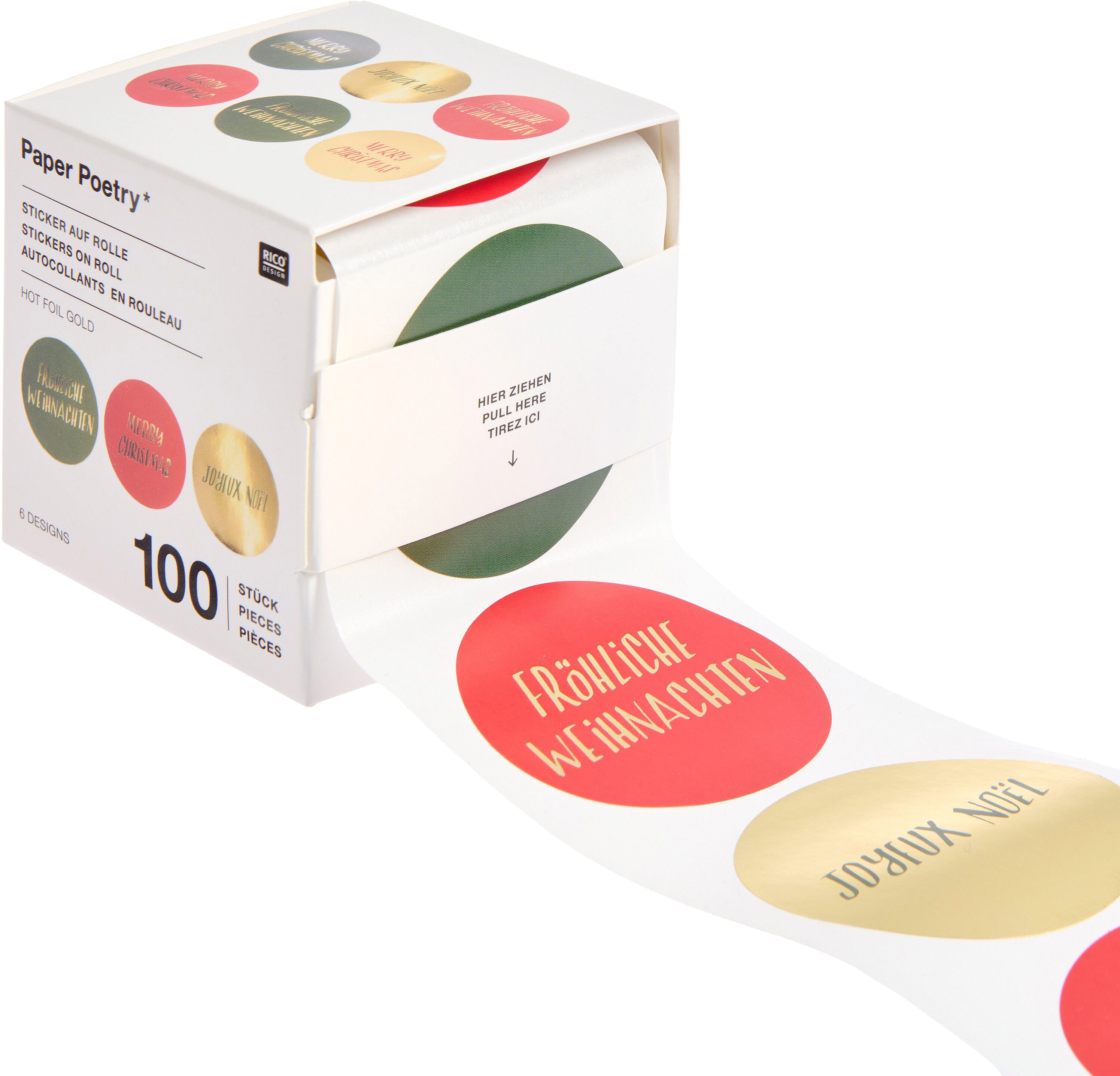 Rico Design Aufkleber Sticker Fröhliche Weihnachten, 100 Stück