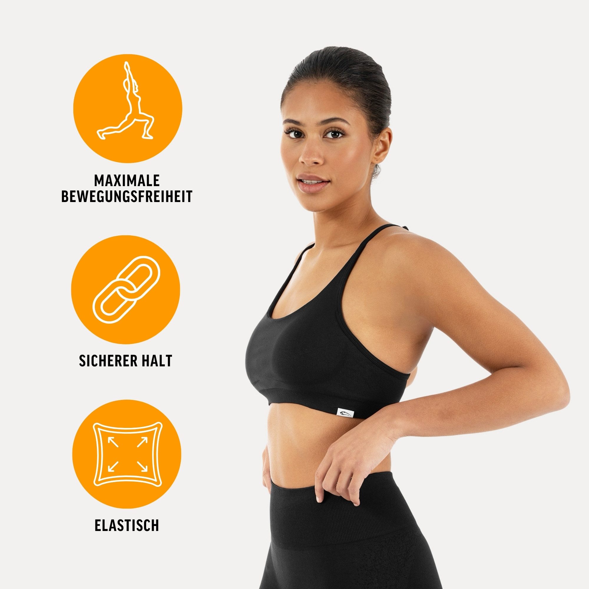 Smilodox Sport-BH Timea, Bustier Damen, Shaped Fit, Fitness Bra, Gym & Freizeit Racerback, Rippbund, elastisch, weiches Material, Stretch