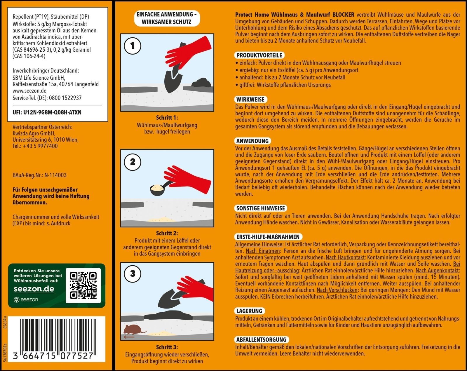 Protect Home Vergrämungsmittel Wühlmaus und Maulwurf Blocker 100 g – Bild 2 von 5