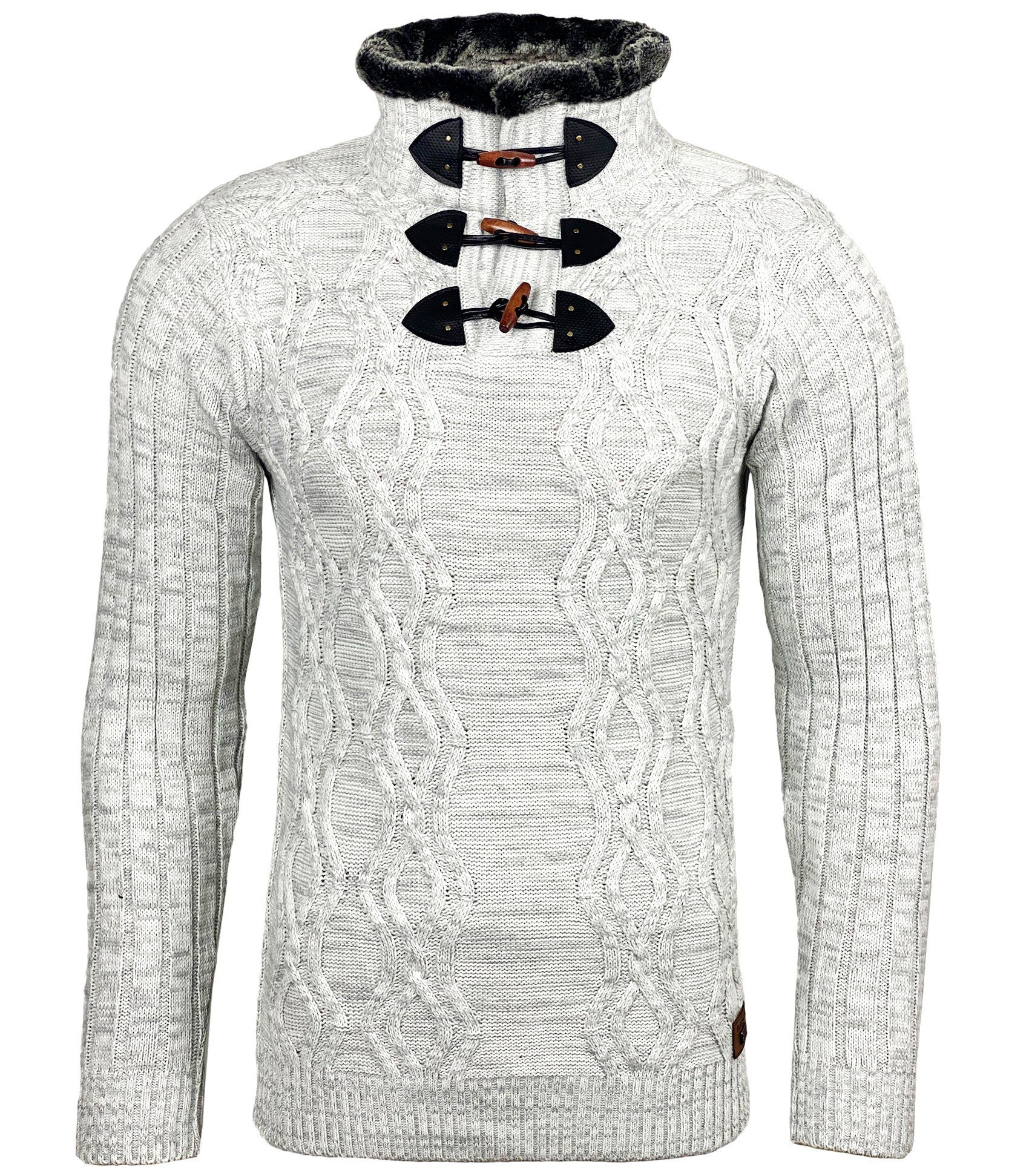 Strickpullover Grau Hoher Baxboy Stehkragen Pullover Strickpullover Herren Kragen Baxboy