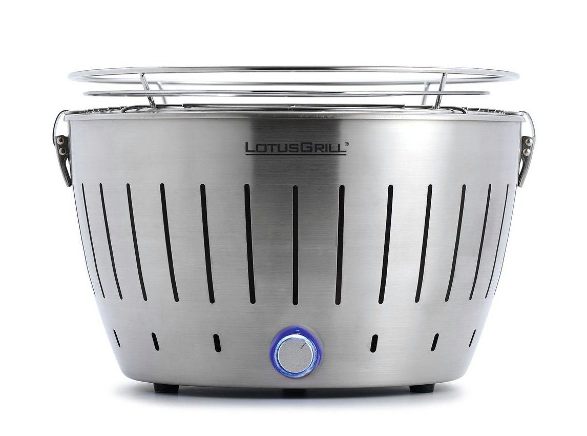 Lotus Holzkohlegrill LotusGrill Classic - Holzkohle Tischgrill - Silber  inkl. Tasche
