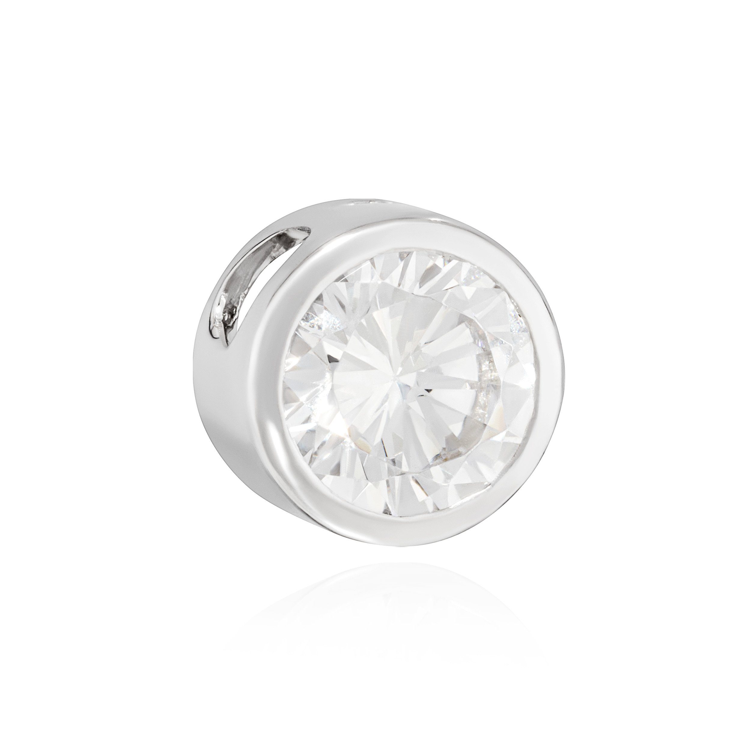 Kettenanhänger Kettenahänger Solitär Kristall 925 Silber rhodiniert 9mm Zirkonia weiß