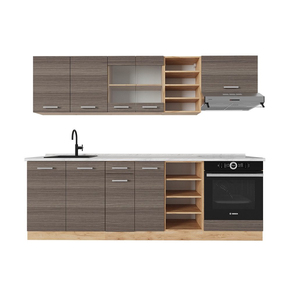 Vicco Küchenzeile R-Line, Edelgrau/Goldkraft Eiche, 240 günstig online kaufen