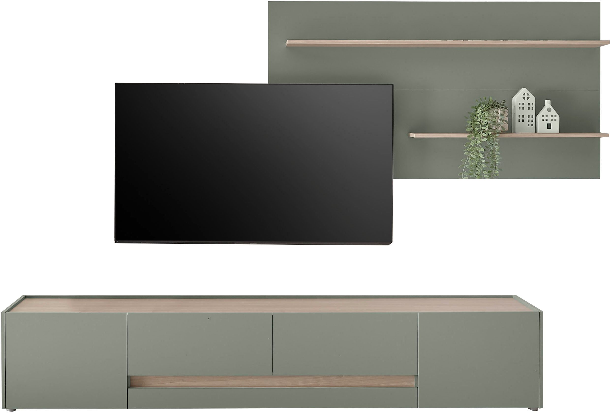 Home affaire Wohnwand City/Giron, moderne Anbauwand, Komplettset in vielen Farben verfügbar, (Set, 2-St), enthält ein Lowboard & ein Wandboard