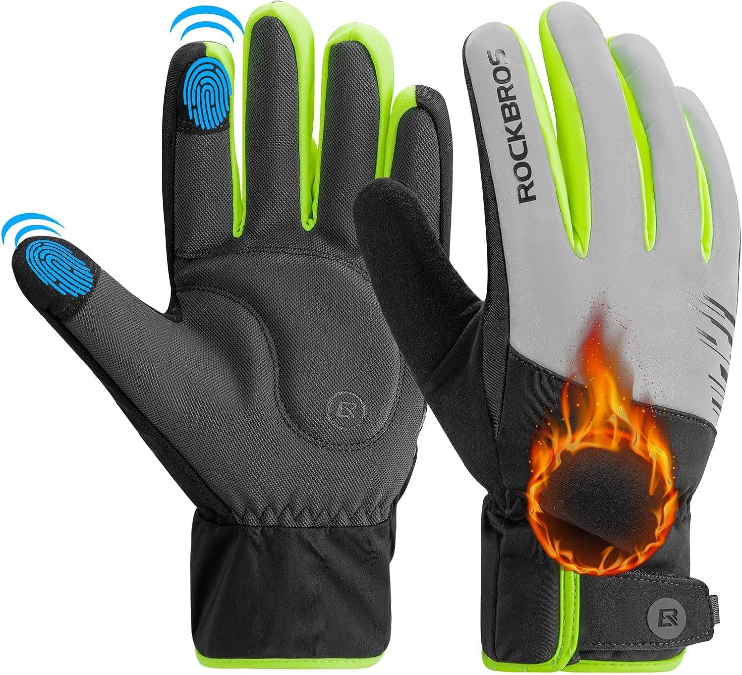 ROCKBROS Fahrradhandschuhe Winter-Fahrradhandschuhe mit Thinsulate und Reflektierend