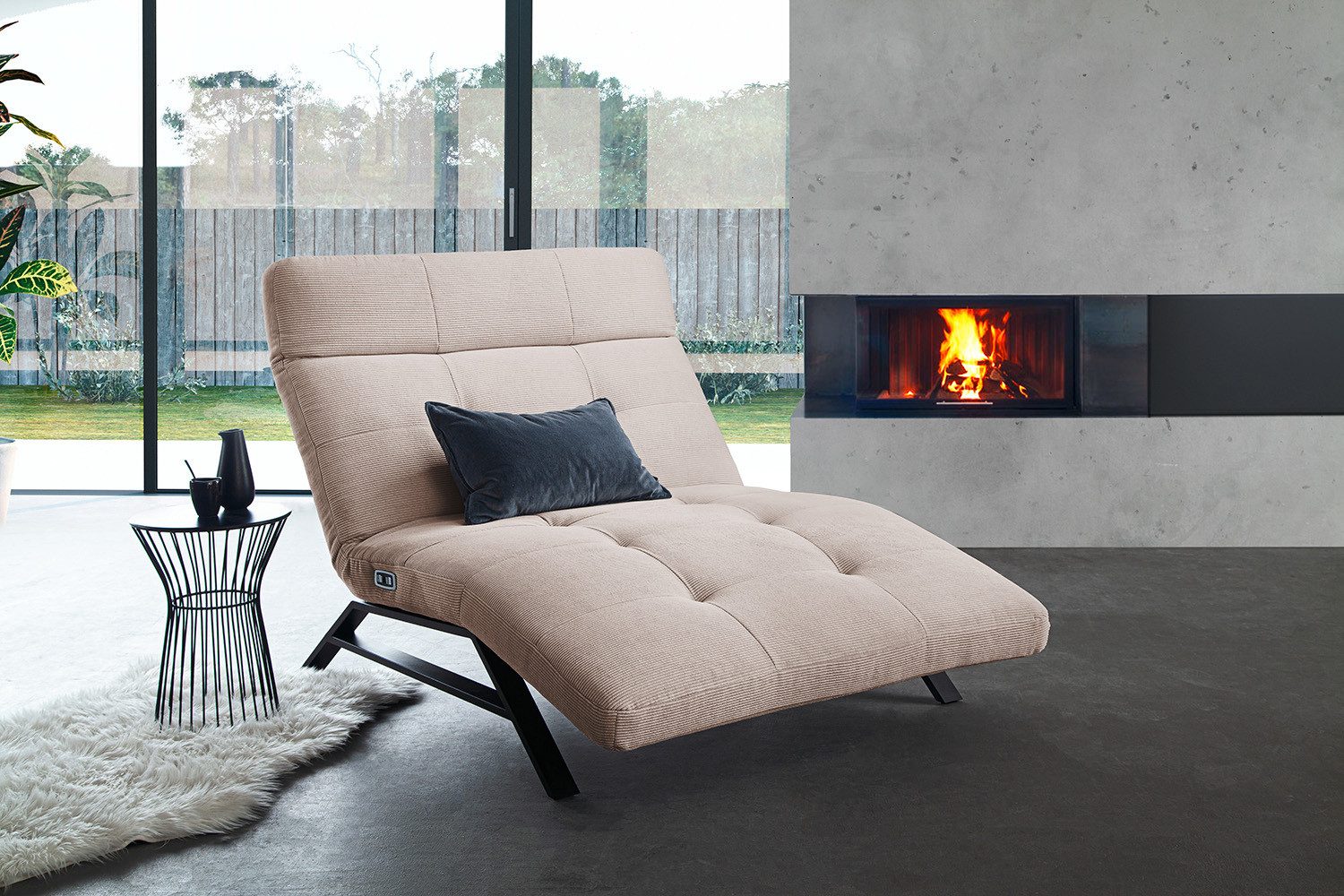 KAWOLA Relaxliege AMERIVA, motorisch Feincord verschiedene Farben 120x158 cm