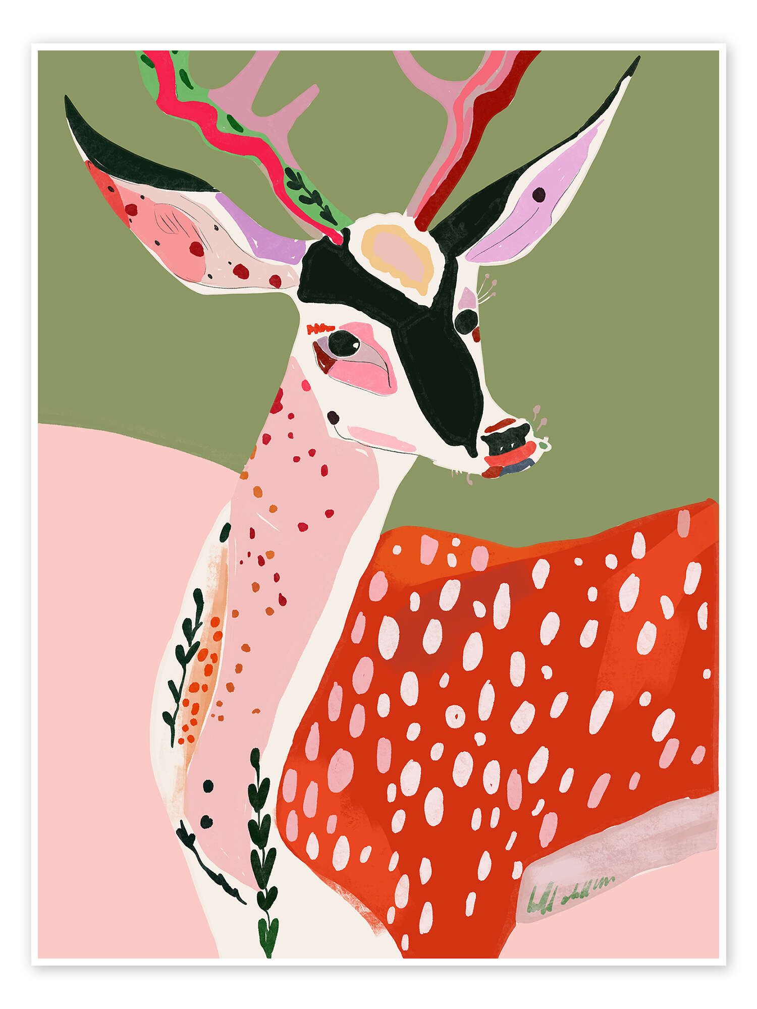 Posterlounge Wandbild Verzauberter Hirsch, Artsy Sesta, erhältlich als Poster, Leinwandbild, Wandsticker oder Acrylglasbild