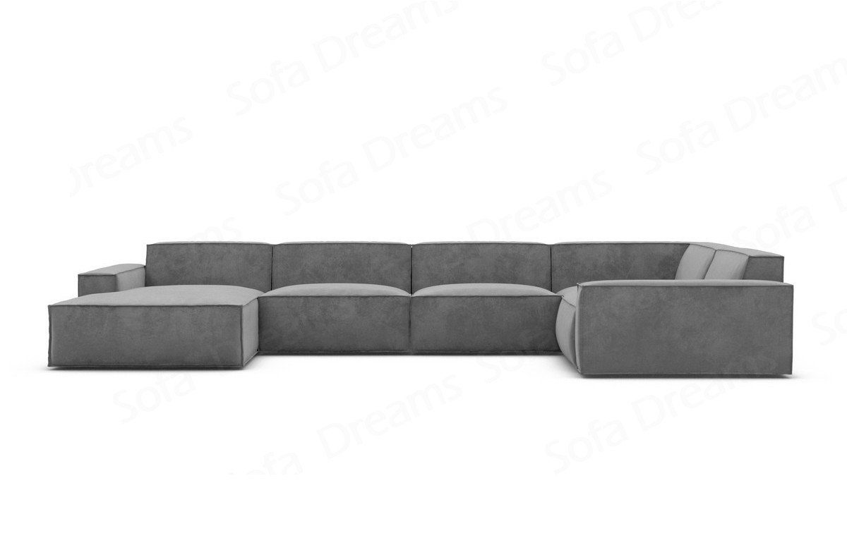 Polstersofa mit dunkelgrau92 Couch mane, Form Sofa Polster Stoffsofa Designer U Loungesofa Wohnlandschaft Modern, Samtstoff Sofa Formenta Dreams