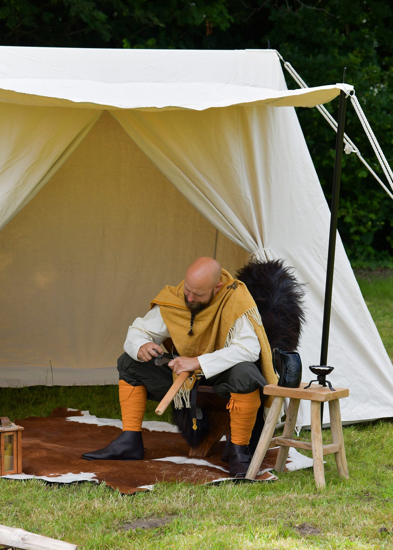 Battle Merchant Gruppenzelt Sachsenzelt Jorvik, 2 x 4 m, 340 gsm, naturfarben