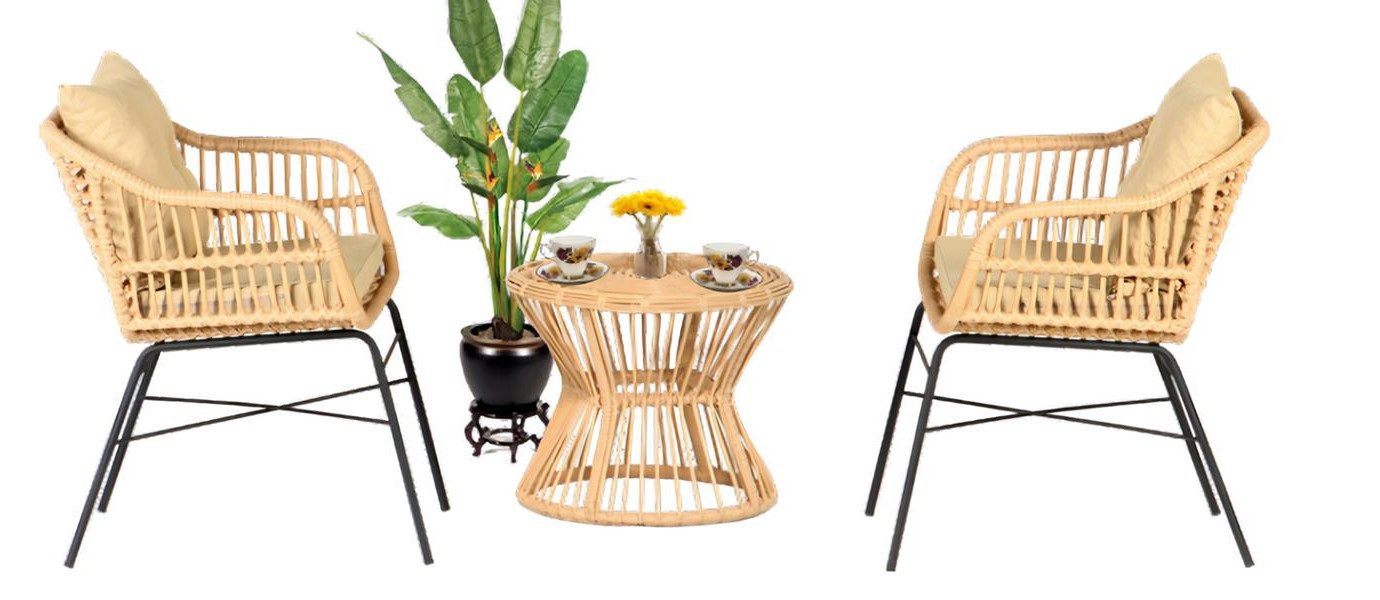 Xlmoebel Gartenlounge-Set Gartenmöbel Sessel und Couchtisch aus hochwertigem Material, (Garten Möbel Set 3tlg (2x Sessel + Couchtisch), Hergestellt in Europa