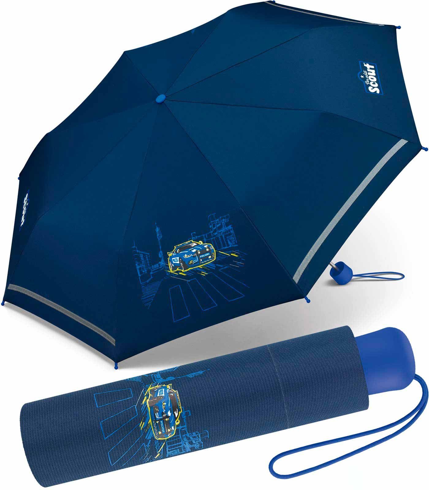 Scout Taschenregenschirm Mini Kinderschirm reflektierend bedruckt, leicht Basic