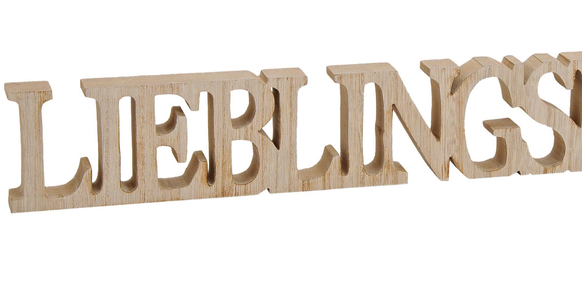 Natur Deko-Schriftzug, 60x8x2,5cm Braun Lieblingsplatz Buchstaben Variante 1 Holz Levandeo®
