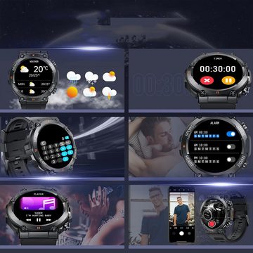 Bedee Smartwatch Herren mit Telefonfunktion 1.39'' HD Touchscreen Uhren Smartwatch (1.39 Zoll, kompatibel mit Android IOS) Fitnessuhr, 1-tlg., Schwarz, Armbanduhr Fitnessuhr