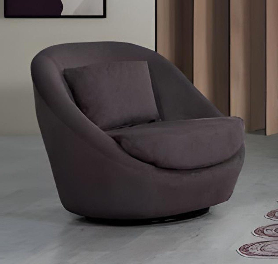 Xlmoebel Loungesessel Drehbarer Lounge Sessel in Braun mit gepolsterten Armlehnen (1-St., Drehbarer Lounge-Sessel), Made in Europa