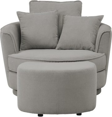 Leonique Drehsessel MAISIE (2-St), Set-Angebot in MEGA CORD, Big-Sessel, drehbar mit passendem Hocker