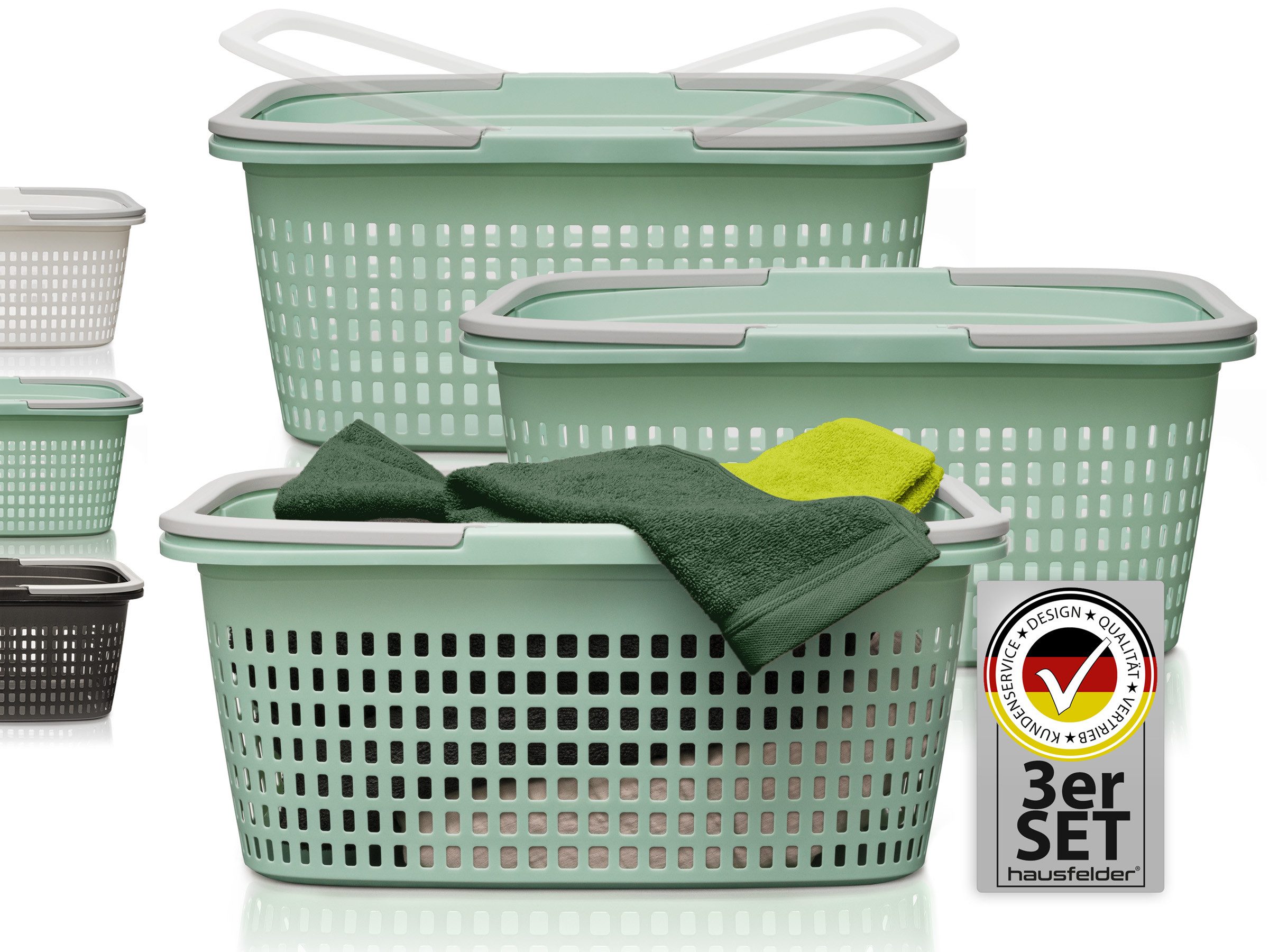 Hausfelder Wäschekorb Wäschewanne 58x37x25cm (Jadegrün, 3 günstig online kaufen
