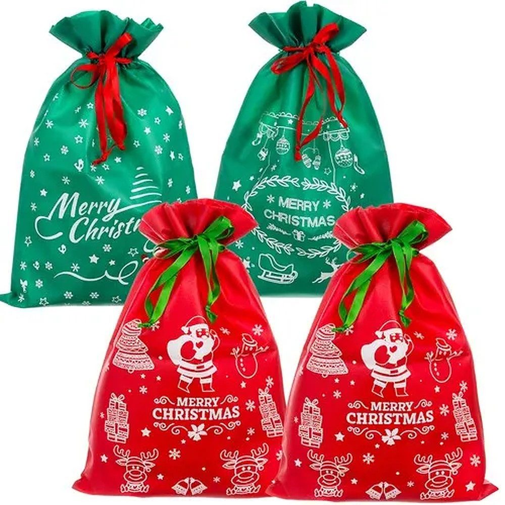 Ruhhy Geschenktüten Geschenkbeutel Weihnachtsset, (4St), 4er-Set, Vliesstoff, reißfest, wiederverwendbar