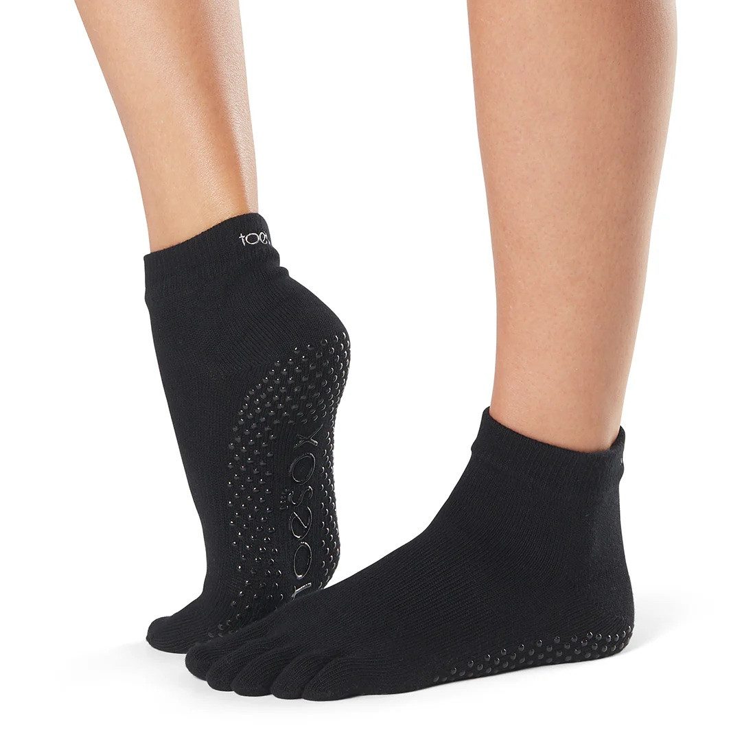 ToeSox Sportsocken Toesox Full Toe ANKLE Logo auf der Ferse und in der Gummierung der Sohle