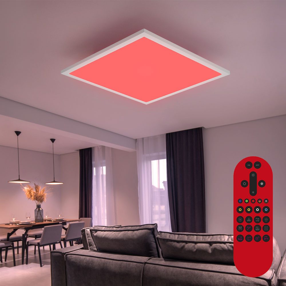 JUST LIGHT LED Panel, LED-Leuchtmittel fest verbaut, Kaltweiß, Warmweiß, Neutralweiß, Tageslichtweiß, Farbwechsel, Smart Home RGB LED Decken Panel FERNBEDIENUNG Tageslicht Lampe App
