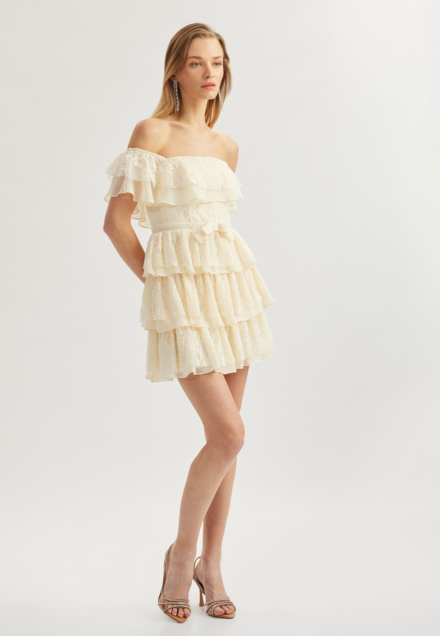 Koton Midikleid Koton Spitzen-Volant-Minikleid
