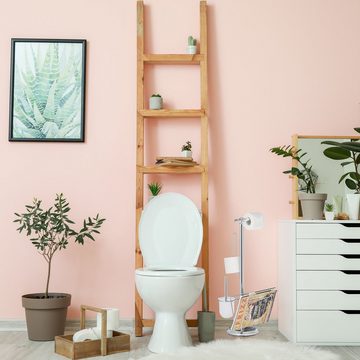 relaxdays Badezimmer-Set WC Garnitur mit Zeitschriftenhalter