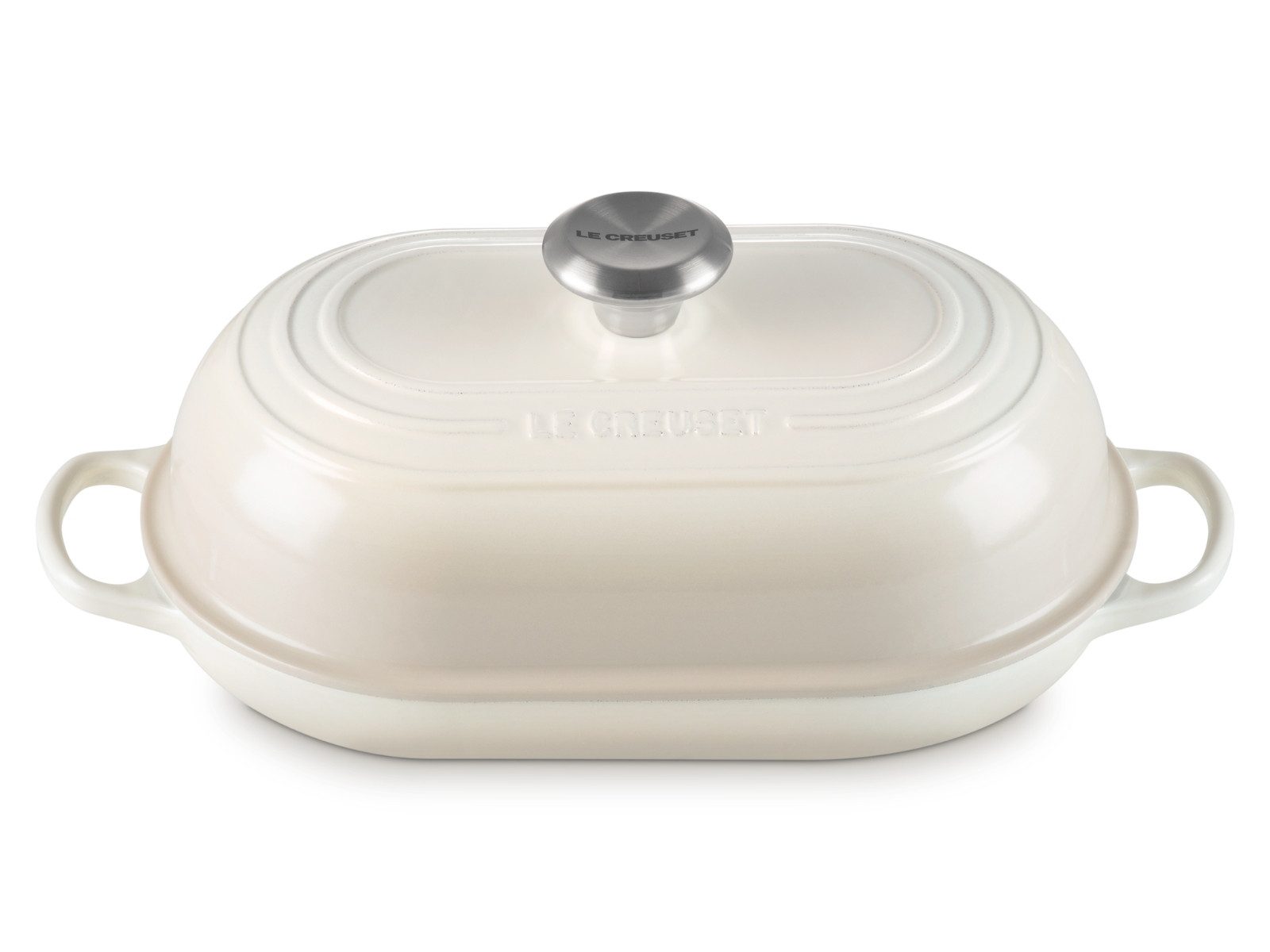 LE CREUSET Bräter Brot Bräter Signature oval meringue 29cm, Emailliertes Gusseisen