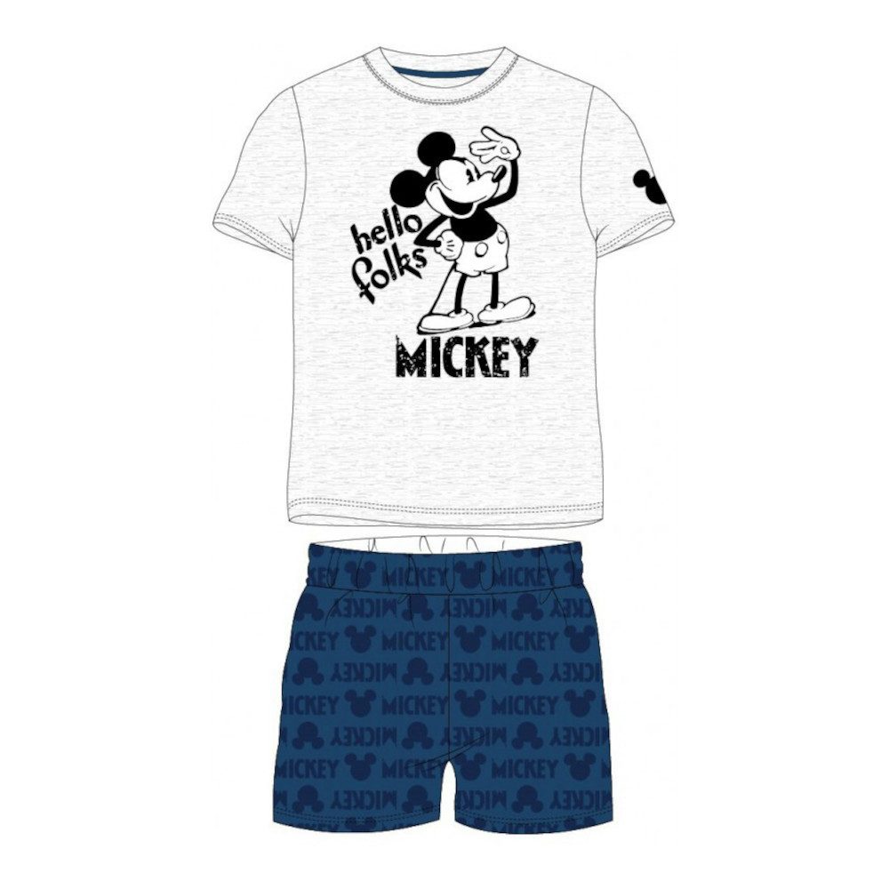 Disney Mickey Mouse Pyjama Mickey Mouse Pyjama "hello folks", Kurzes Obeteil & kurze Hose (Set, 2 tlg)