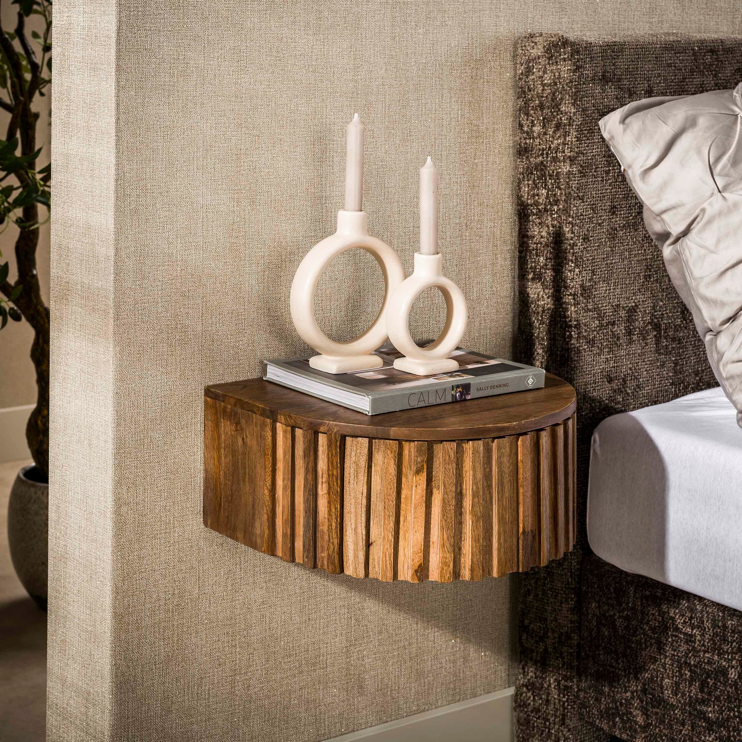 Sitheim-Europe Nachttisch Ridge schwebend 1 Schublade / Massiv Mango sand