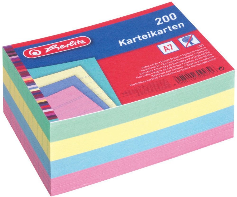 Herlitz Karteikarten Herlitz Karteikarte A7 liniert hf 200 Stück