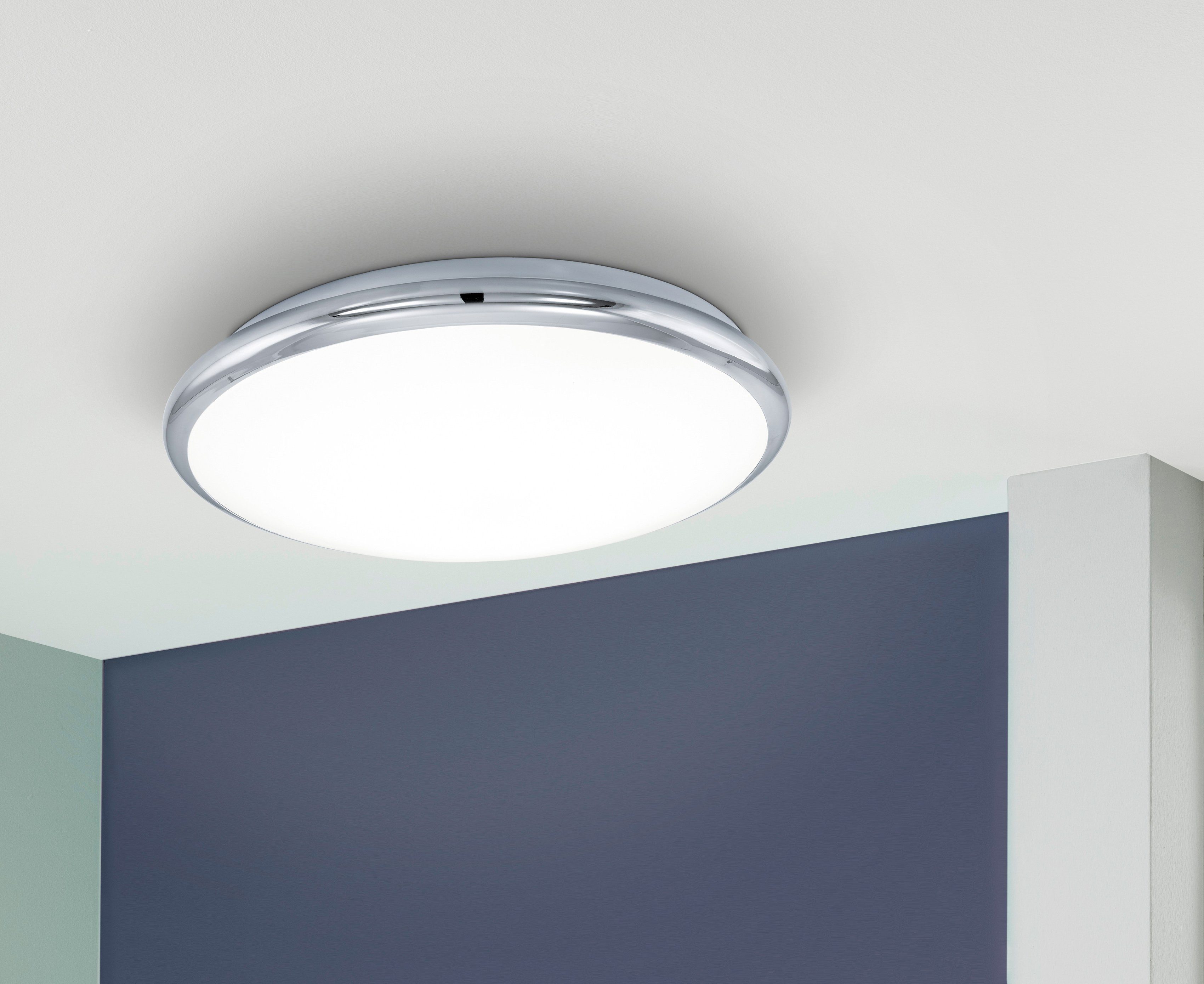 Warmweiß, fest LED MANILVA, integriert, chromfarben/weiß LED tauschbar LED Deckenleuchte EGLO