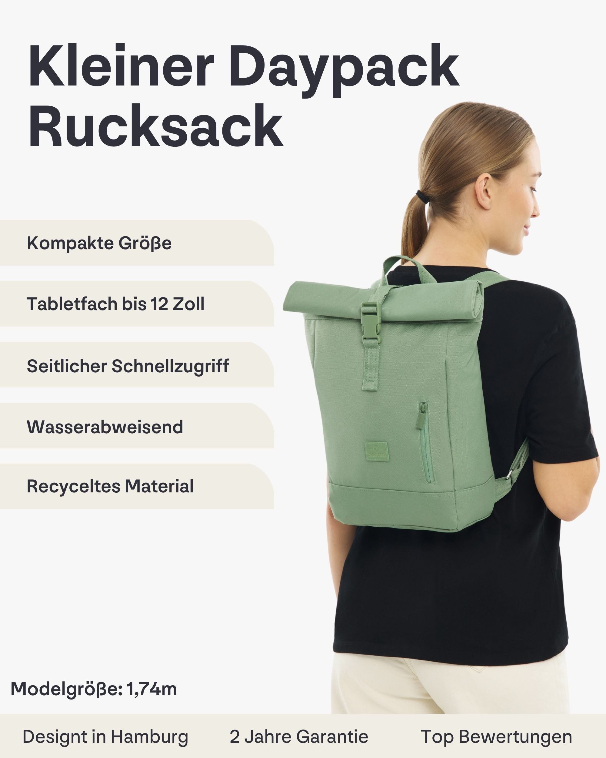 Johnny Urban Cityrucksack Robin Small, Rolltop Damen Herren (1-tlg), Wasserabweisend