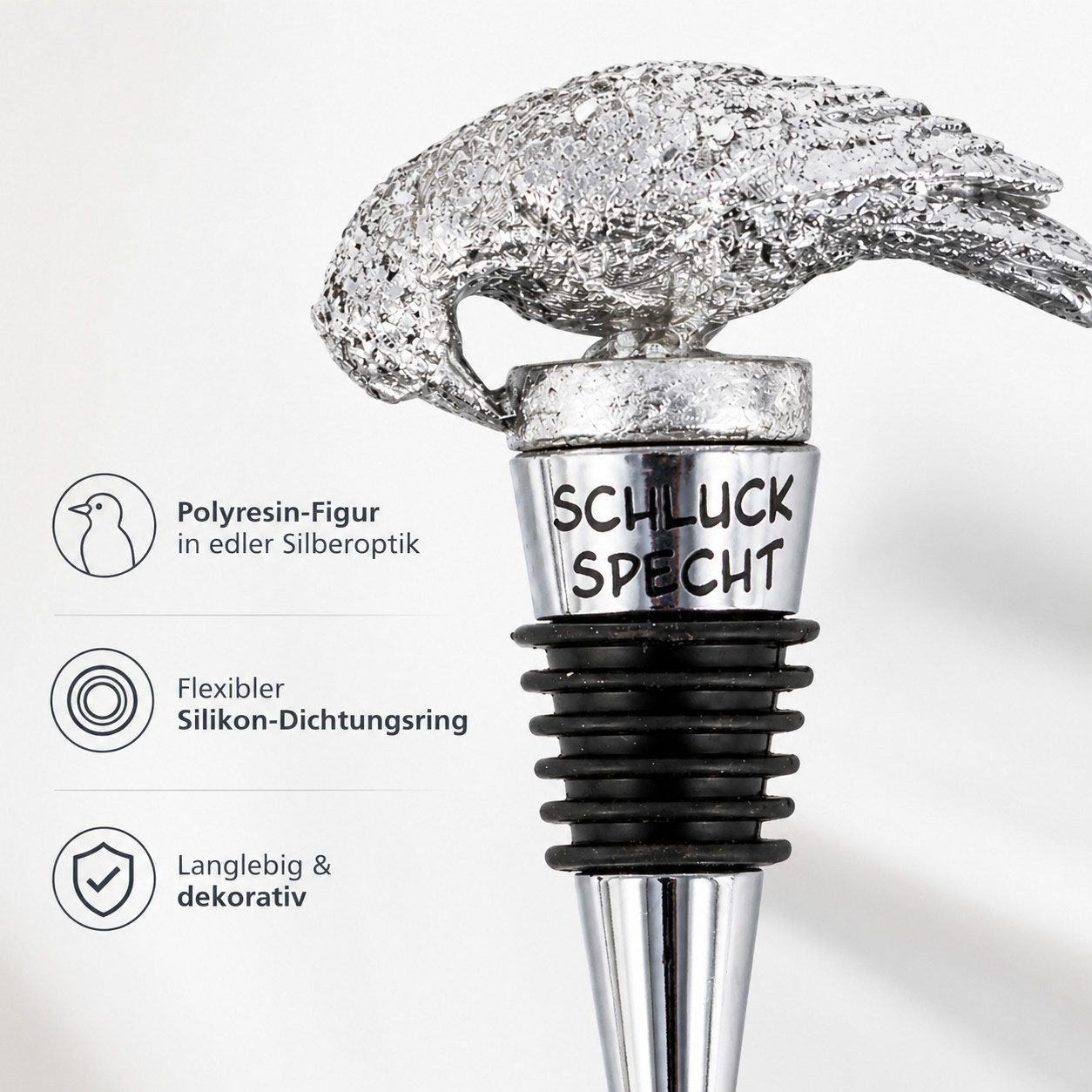Gehlmann Flaschenverschluss Weinflaschenverschluss Specht- Silber