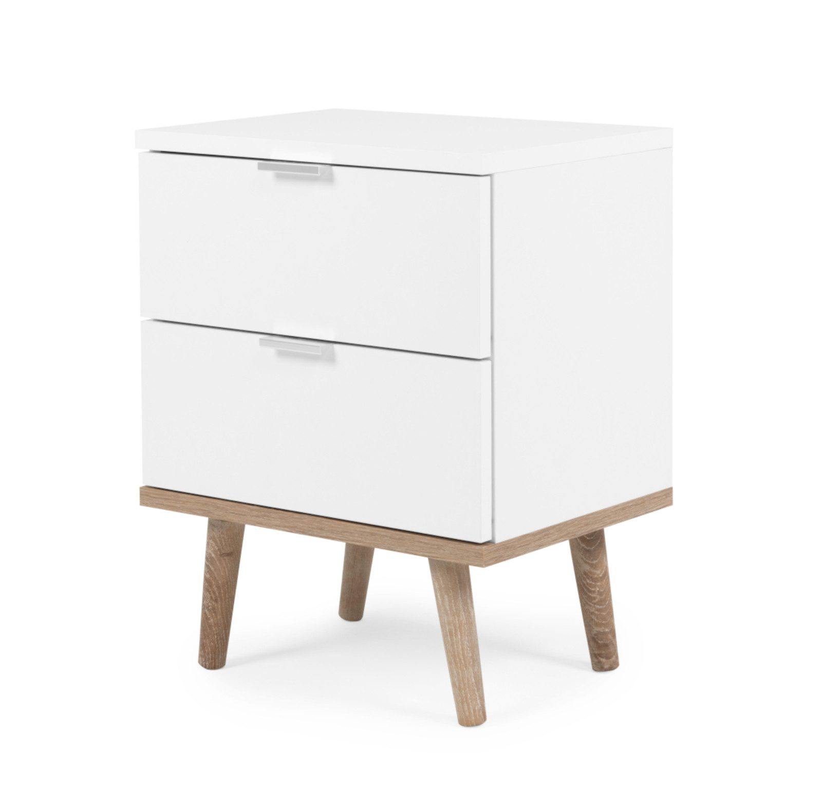 Furn.Design Nachttisch Lundby (Nachtkommode in weiß mit Eiche Sonoma, 40 x 52 cm), skandinavisches Design