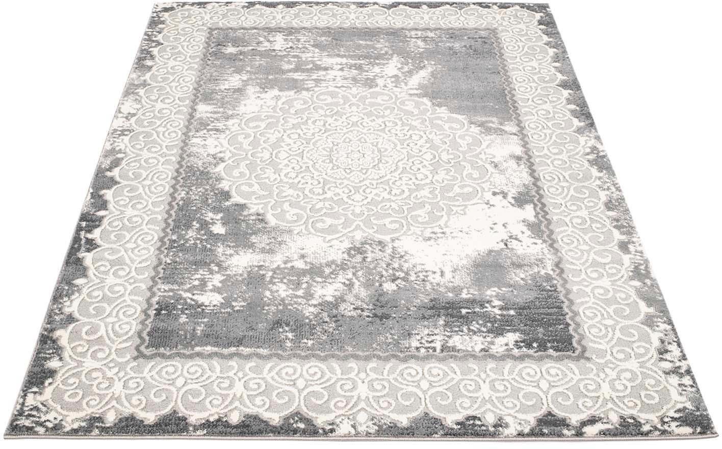 Teppich Platin 8058, Carpet City, rechteckig, Höhe: 11 mm, Kurzflor, Bordüre, Glänzend durch Polyester