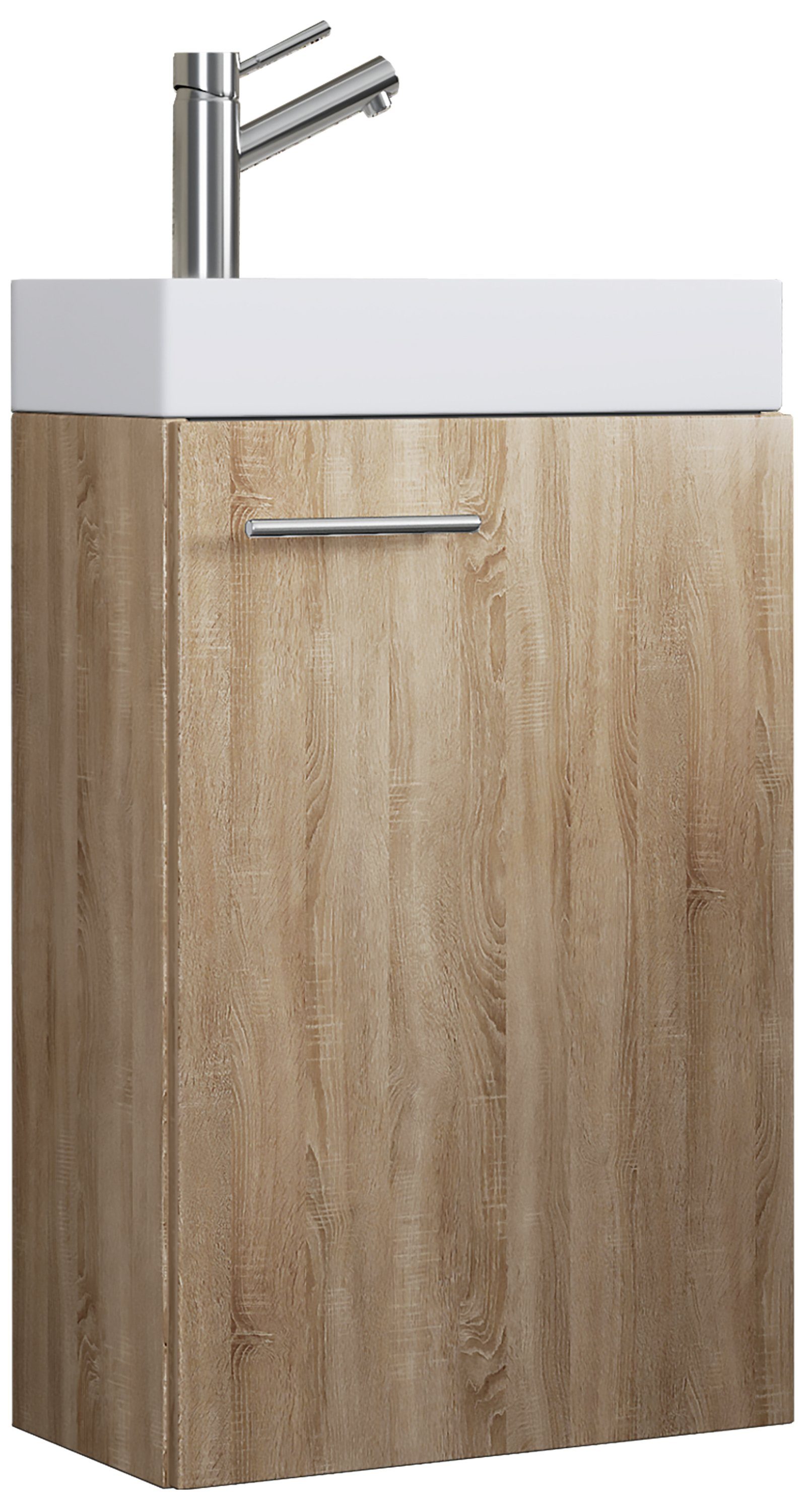 VCM Badmöbel-Set 2-tlg. Gäste WC Waschplatz Waschtisch schmal Slito, (2-St., 1x Unterschrank 1x Waschbecken)