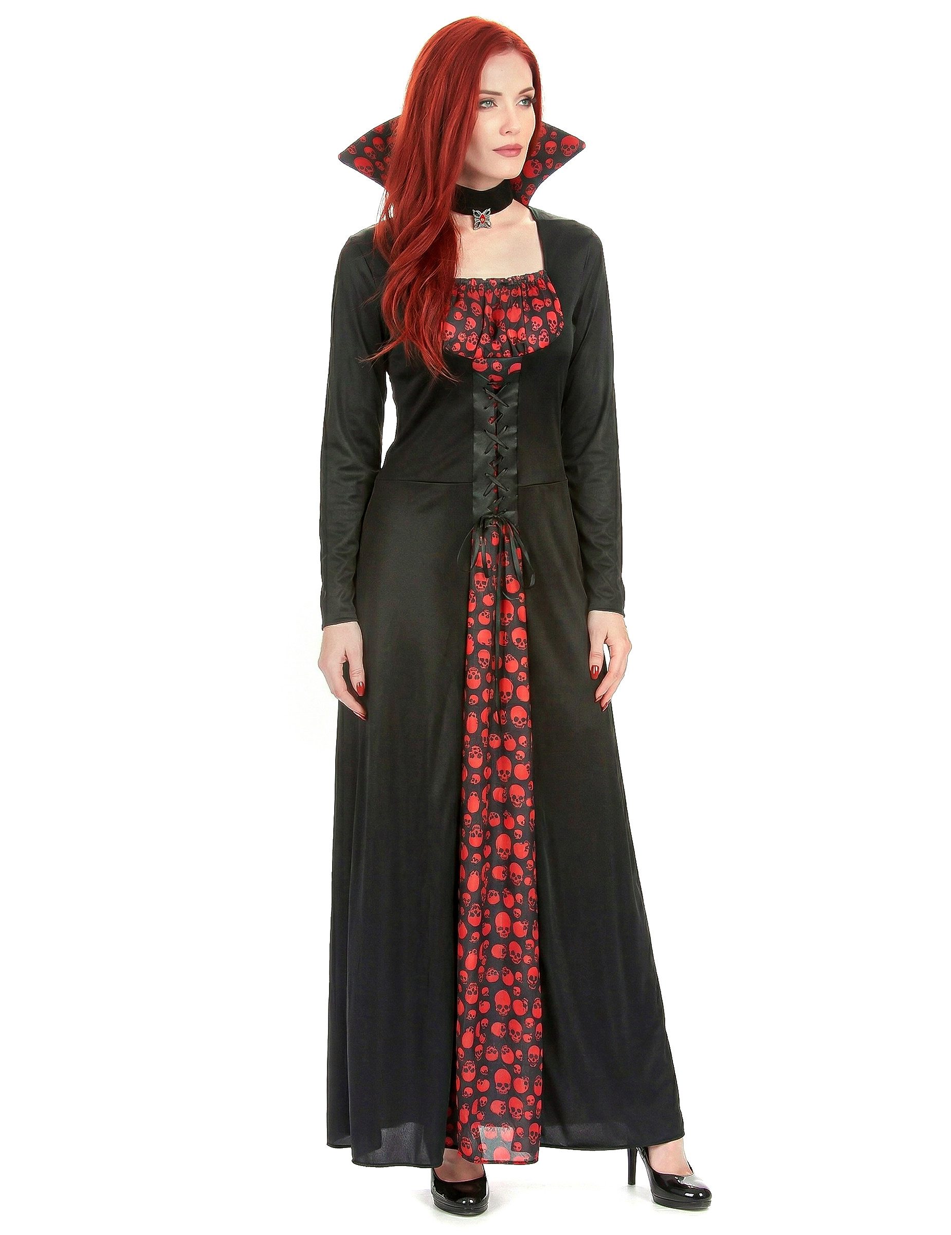 JADEO Kostüm Aristokratische Vampirdame Halloweenkostüm schwarz-rot