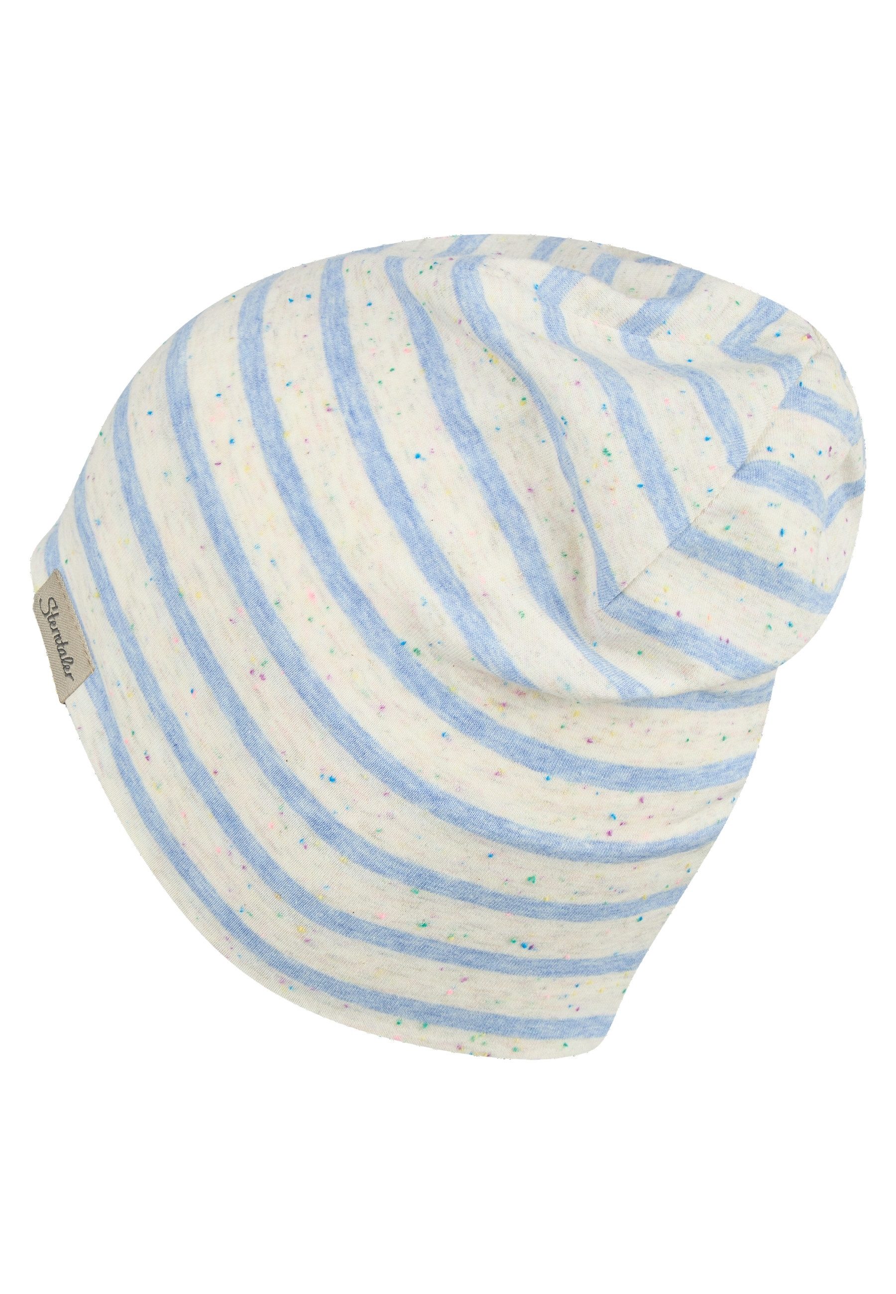 Sterntaler® Beanie UV-Schutz 50+ Beanie Streifen (1-St) Beanie aus Ringel-Melange-Jersey mit Pünktchen, 2 Tragevarianten