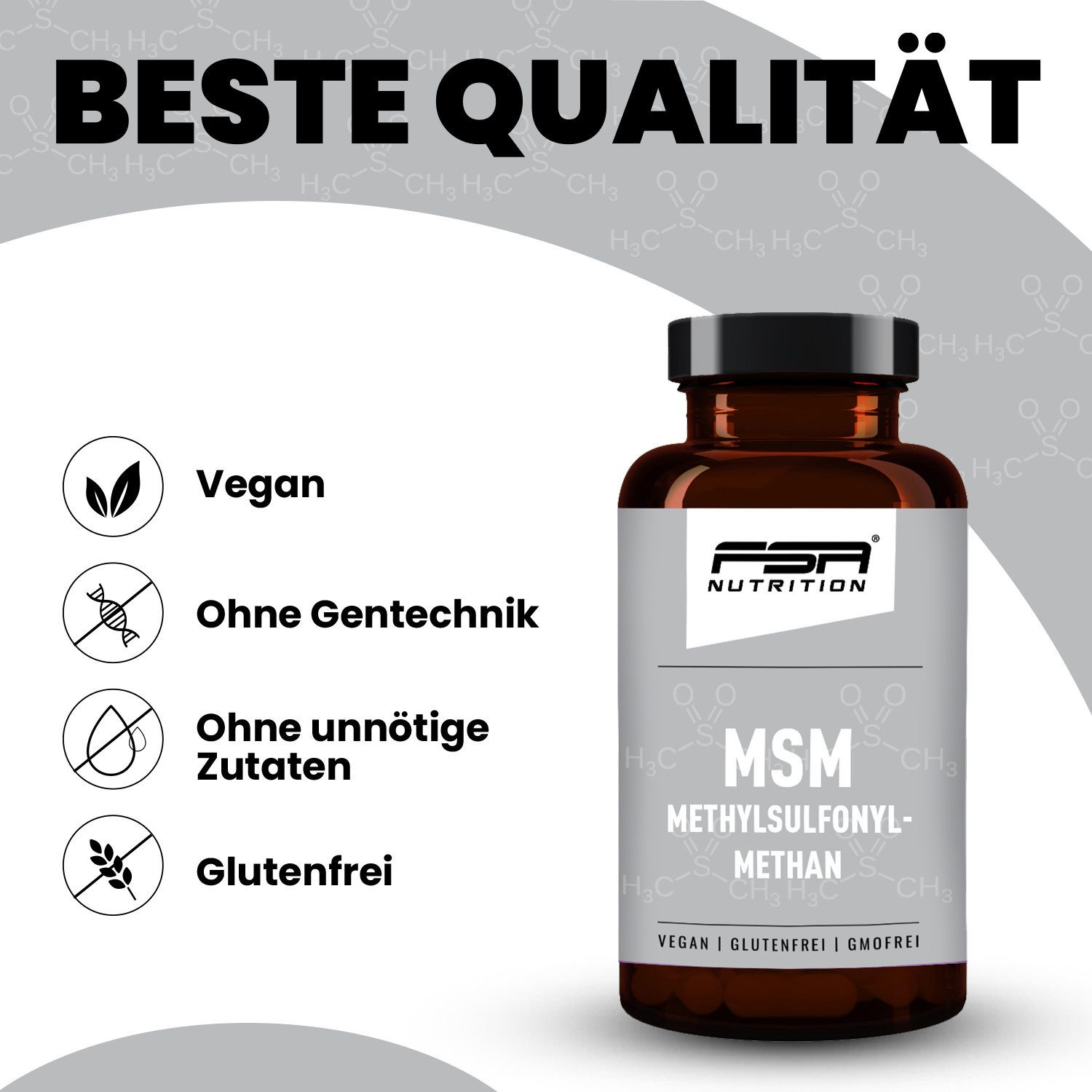 FSA NUTRITION MSM Methylsulfonylmethan im Glas Kapseln, 120 St., 108 g