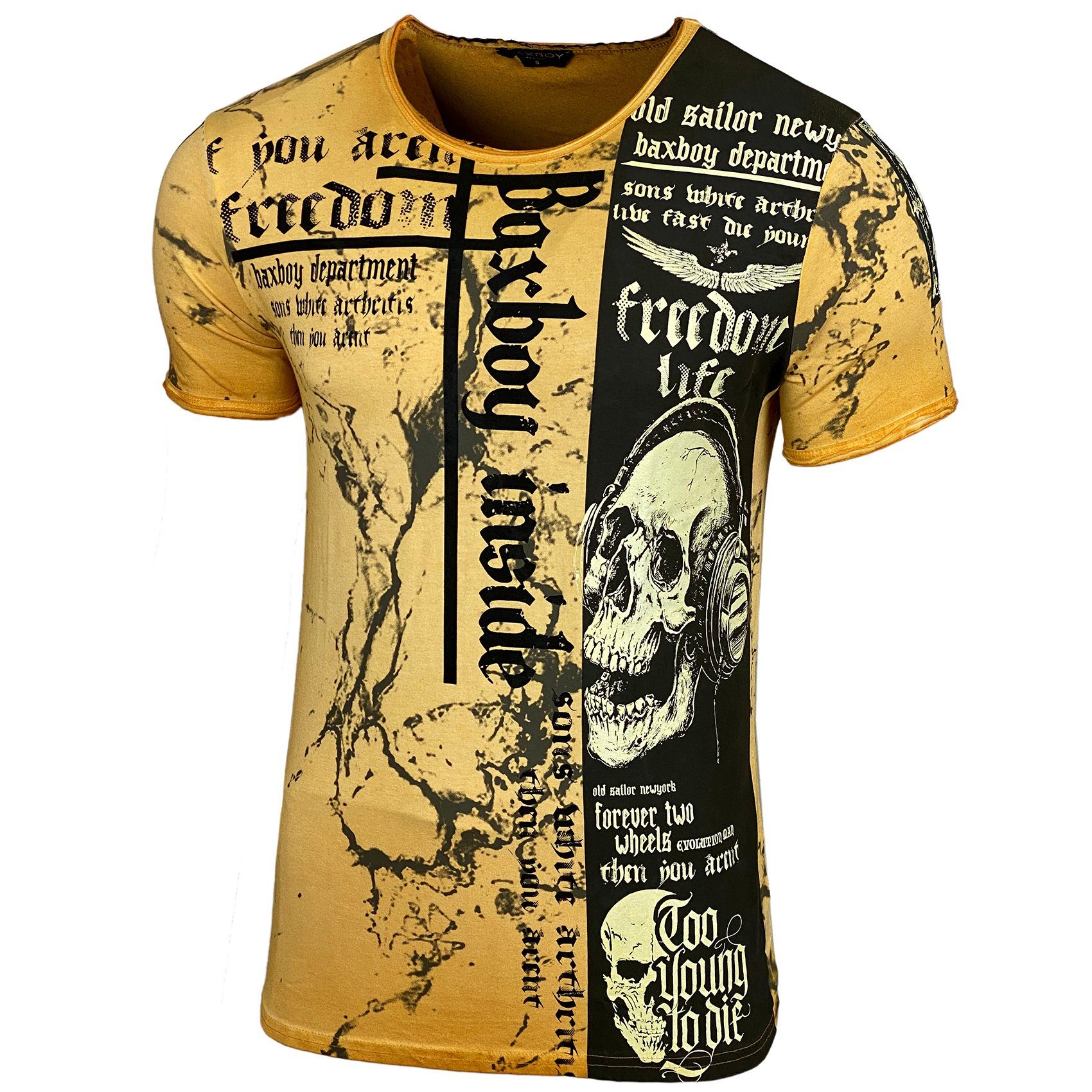 Baxboy T-Shirt Baxboy T-Shirt mit coolem Freedom Allover-Print B-116