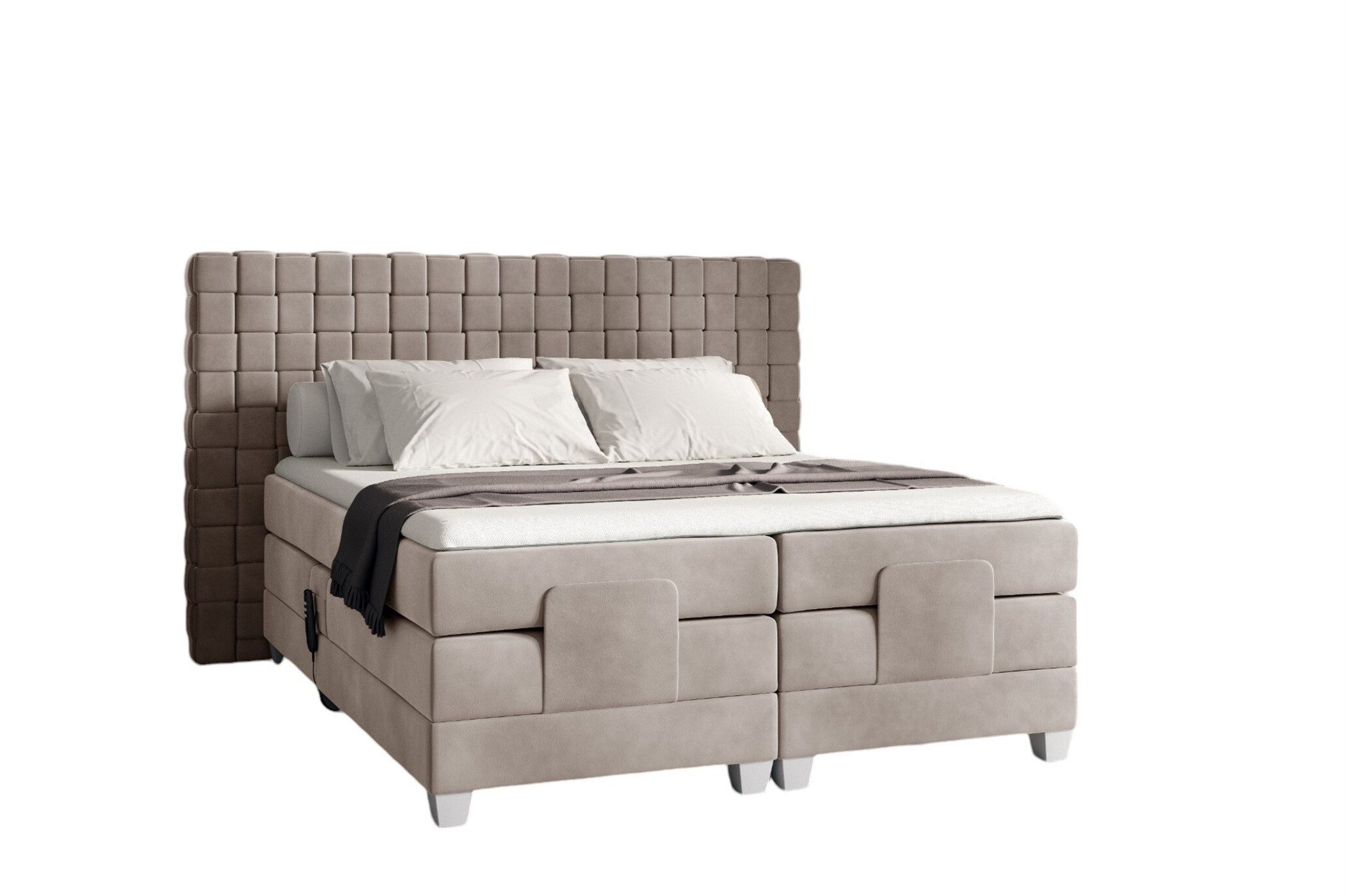 Fun Möbel Boxspringbett Schlafzimmerbett VIDAL Elektrisch in Stoff Fresh (inkl. Topper), Matratzen elektrisch verstellbar